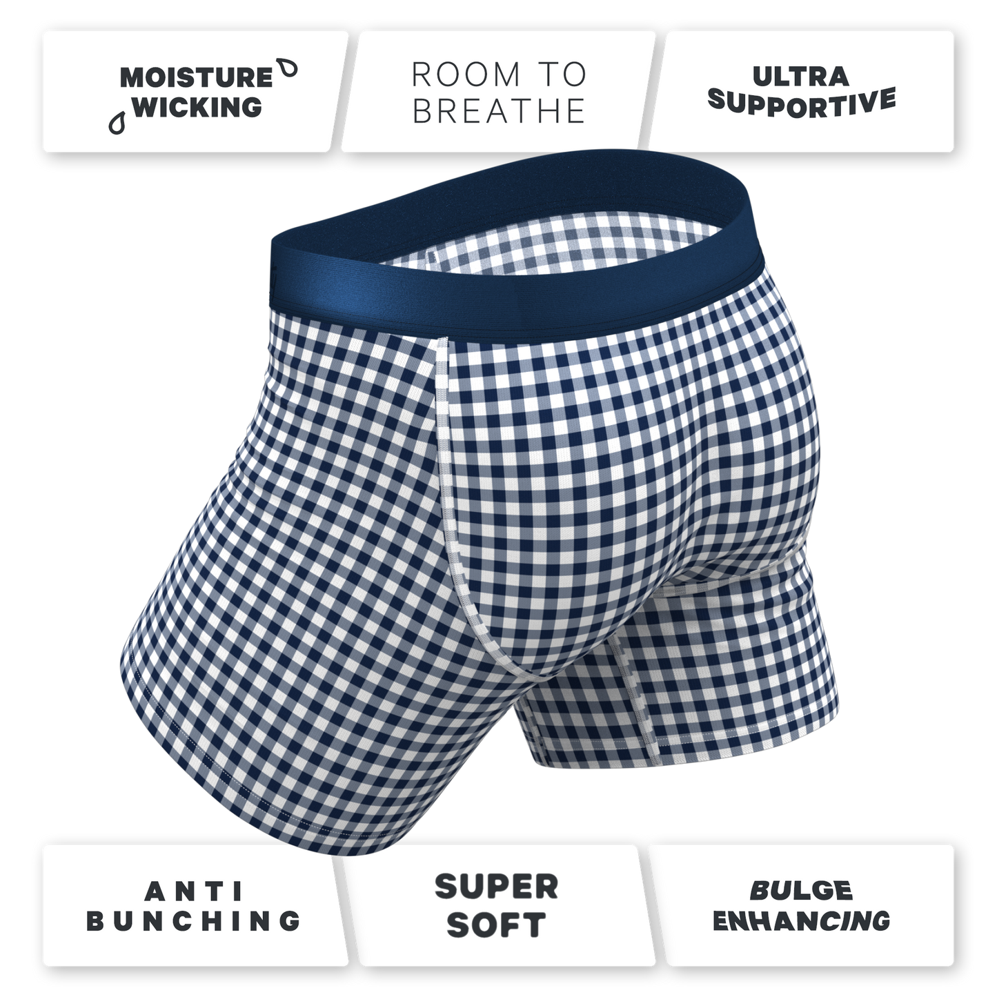 The Mad For Plaid | Navy Gingham Ball Hammock® Pouch Underwear