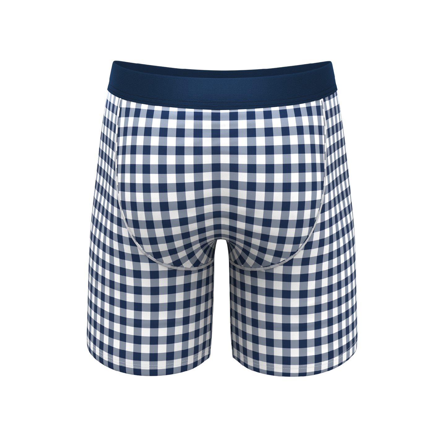 The Mad For Plaid | Navy Gingham Long Leg Ball Hammock® Pouch Underwear With Fly