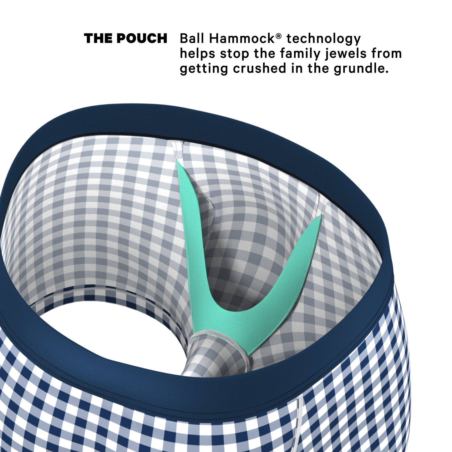 The Mad For Plaid | Navy Gingham Ball Hammock® Pouch Trunks Underwear