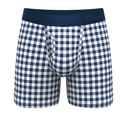 The Mad For Plaid | Navy Gingham Ball Hammock® Pouch Underwear With Fly