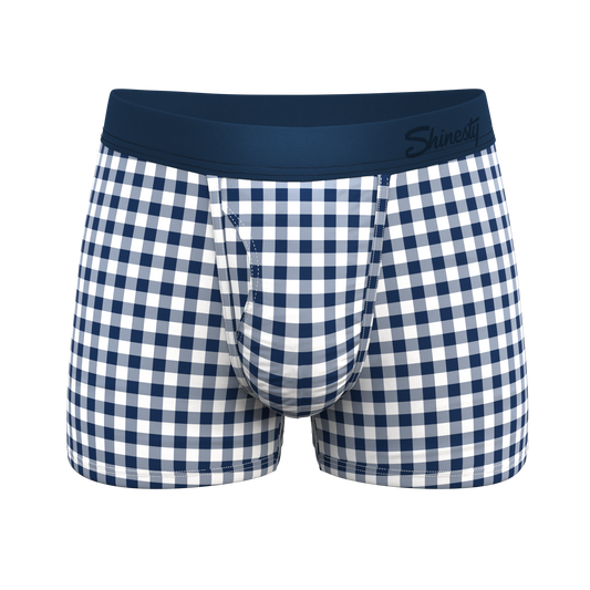 The Mad For Plaid | Navy Gingham Ball Hammock® Pouch Trunks Underwear