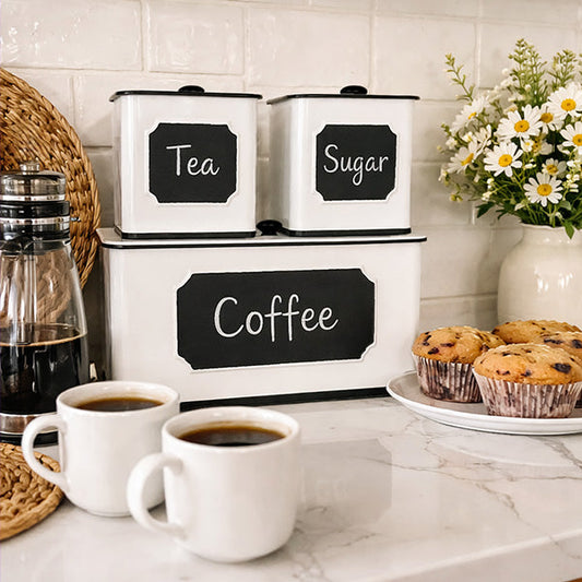 Customizable Metal Kitchen Canisters, Set of Three