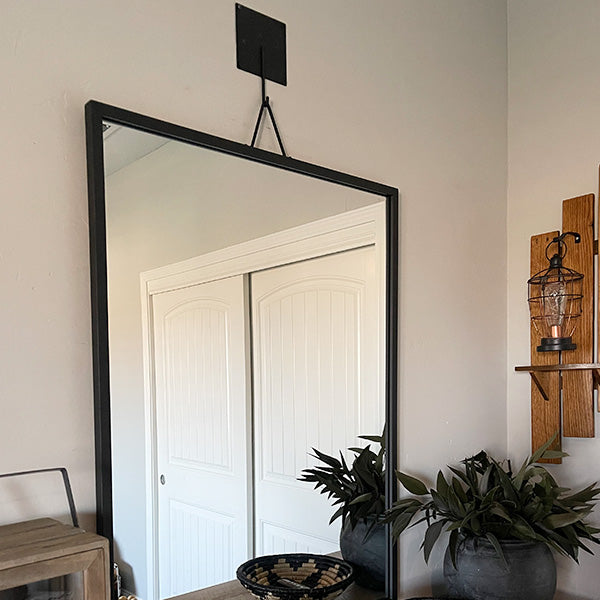 Architectural Black Iron Tripod Wall Mirror | Modern Statement Piece