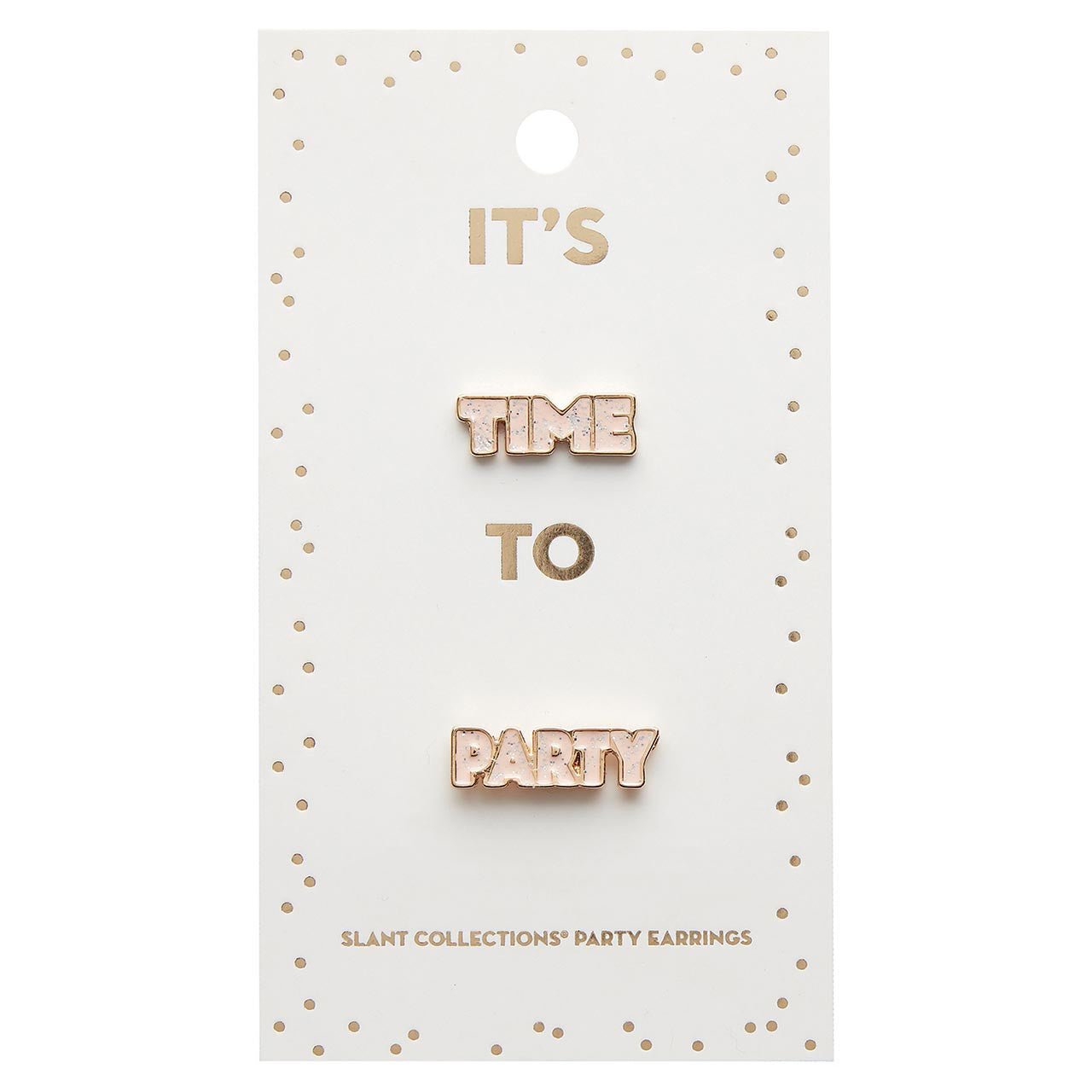 New Years Time to Party Earrings | Light Pink and Gold with Glitter Finish