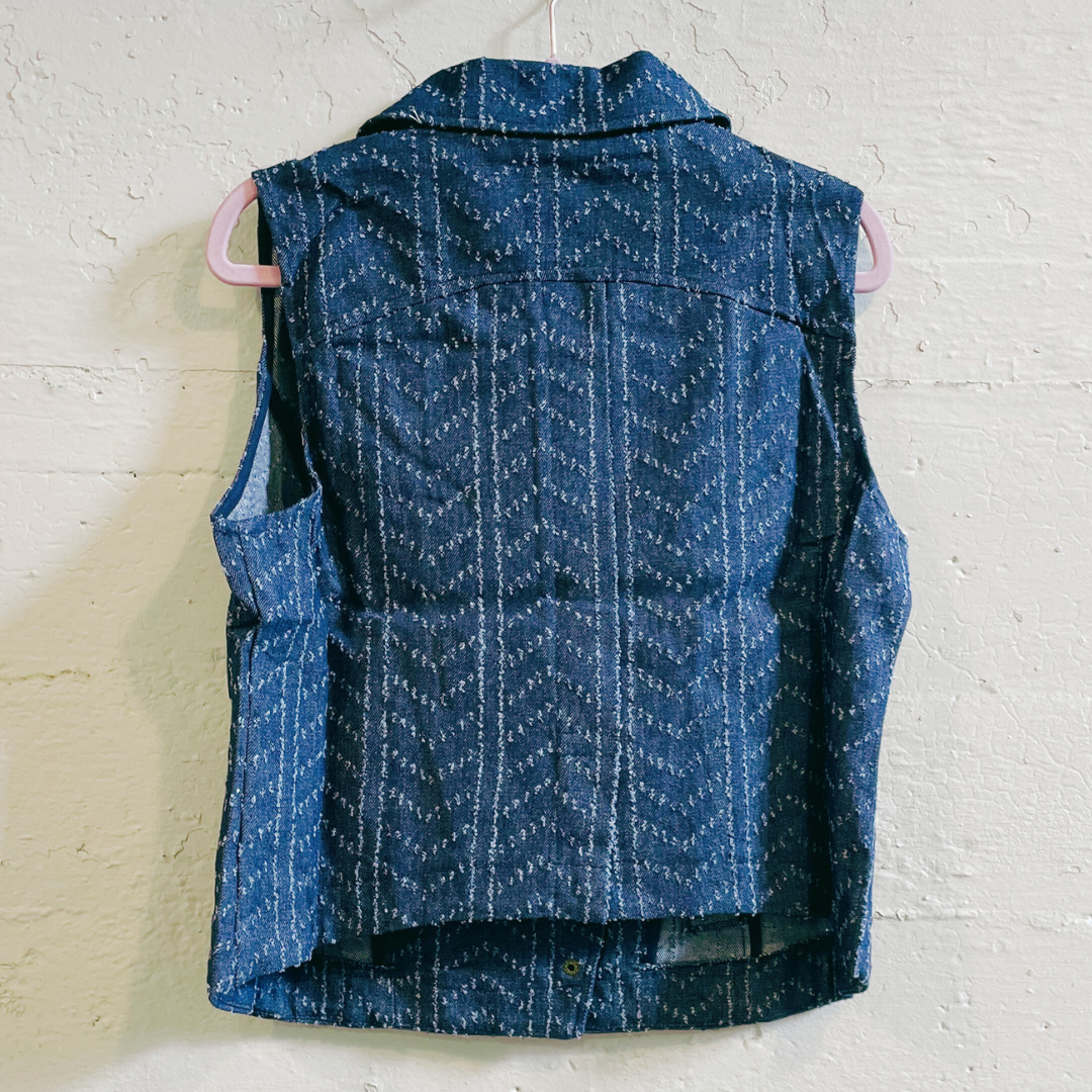 Nice Patches, Babe! Denim Vest with Zipper and Embroidered Patches [Sizes SM-XL]