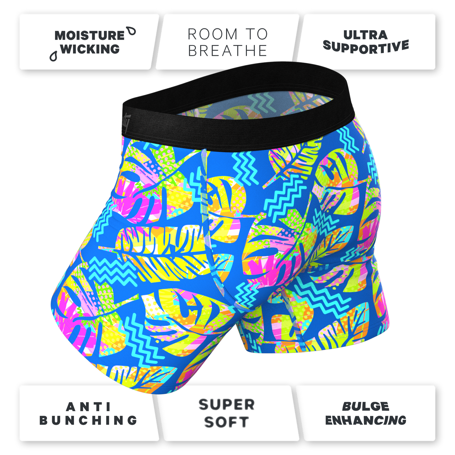 The Oahu Rendezvous | Tropical Leaves Ball Hammock® Pouch Underwear