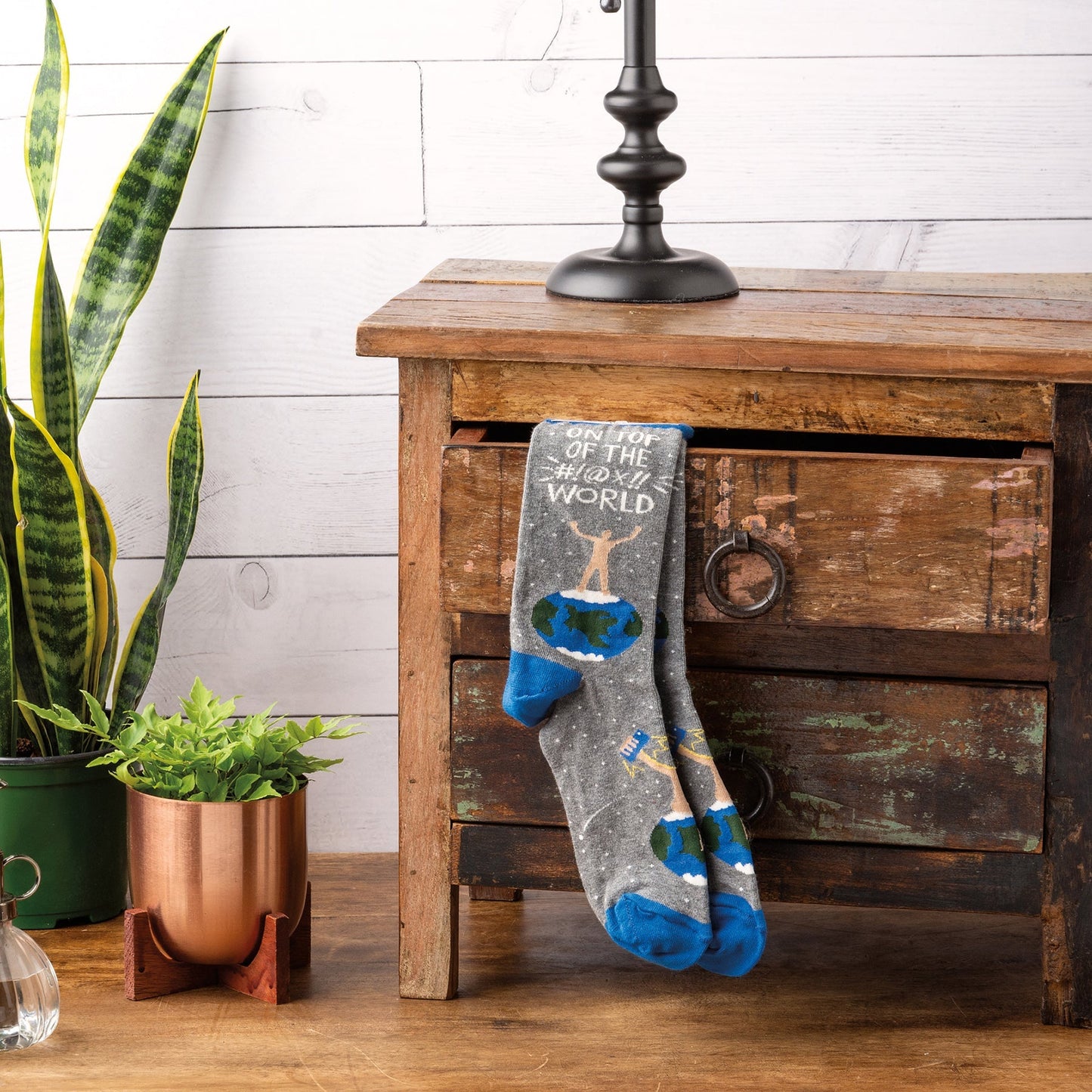 On Top Of The World Funny Novelty Socks with Nude Figure | Unisex