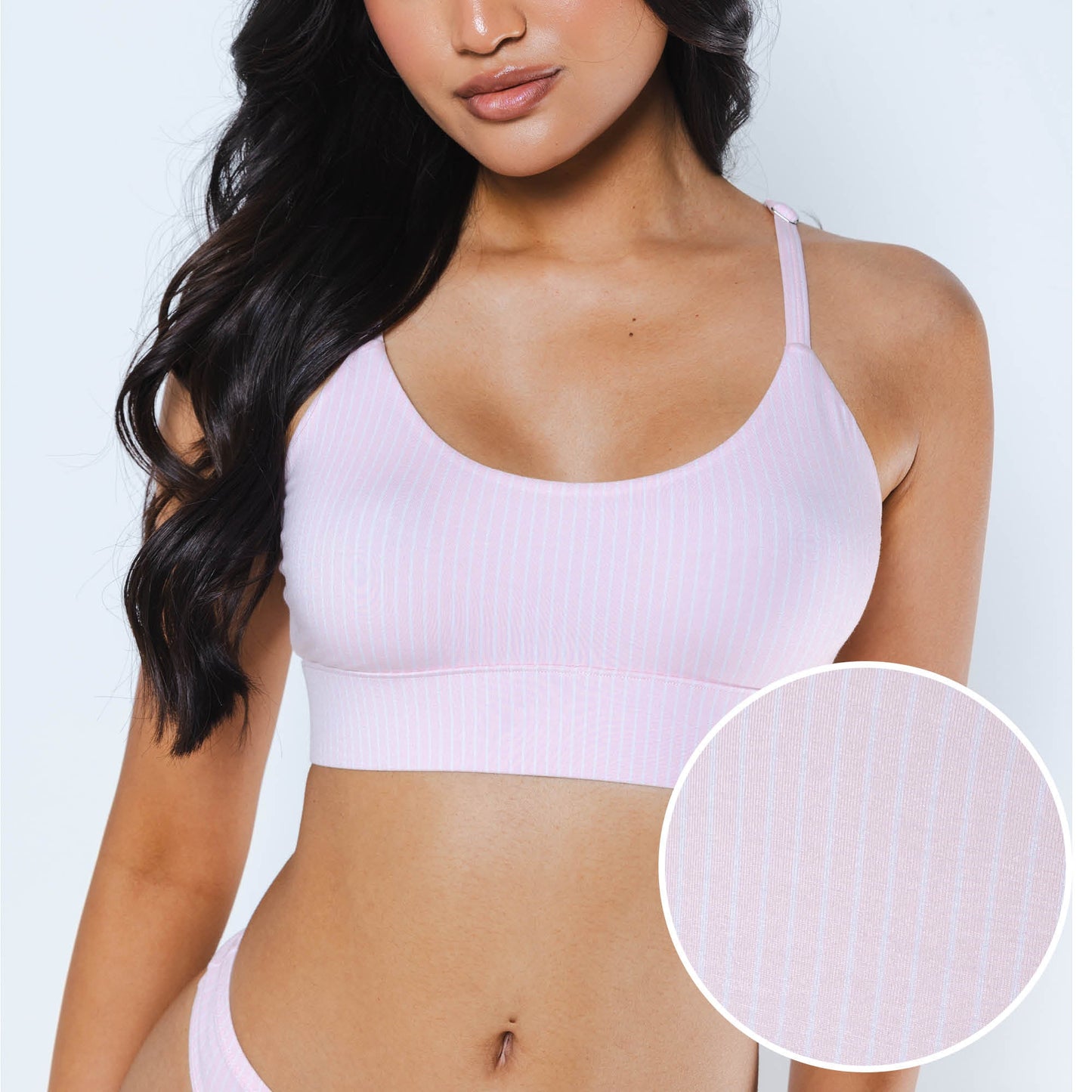 The Aphrodite | Light Pink Striped Boob Hammock™ Scoop Bralette