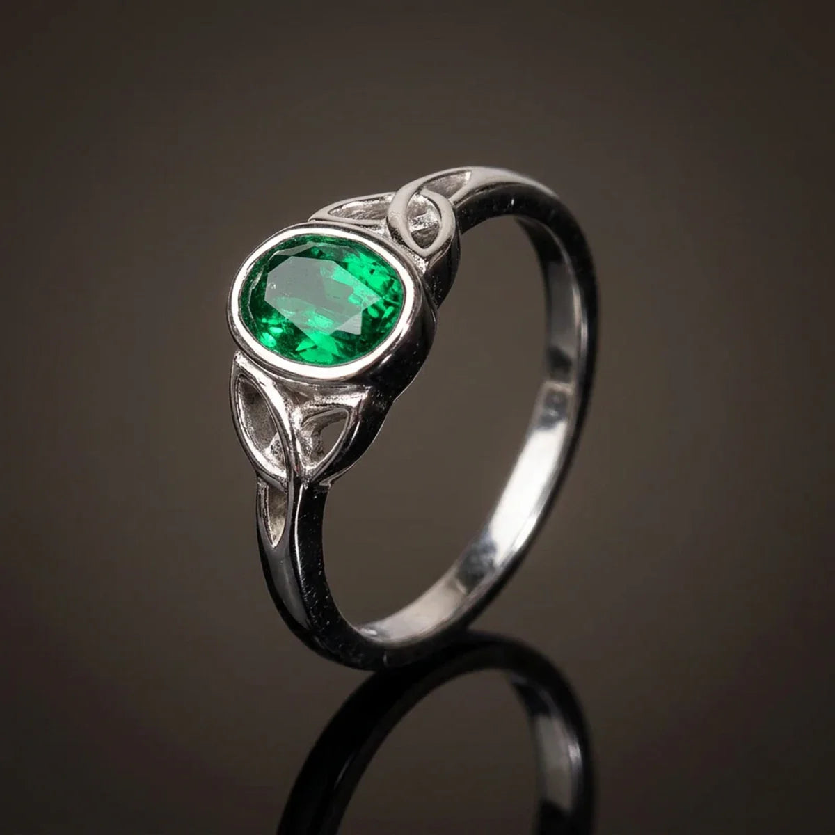 Celtic Magic™ Ring — 18K White Gold | Oval Emerald