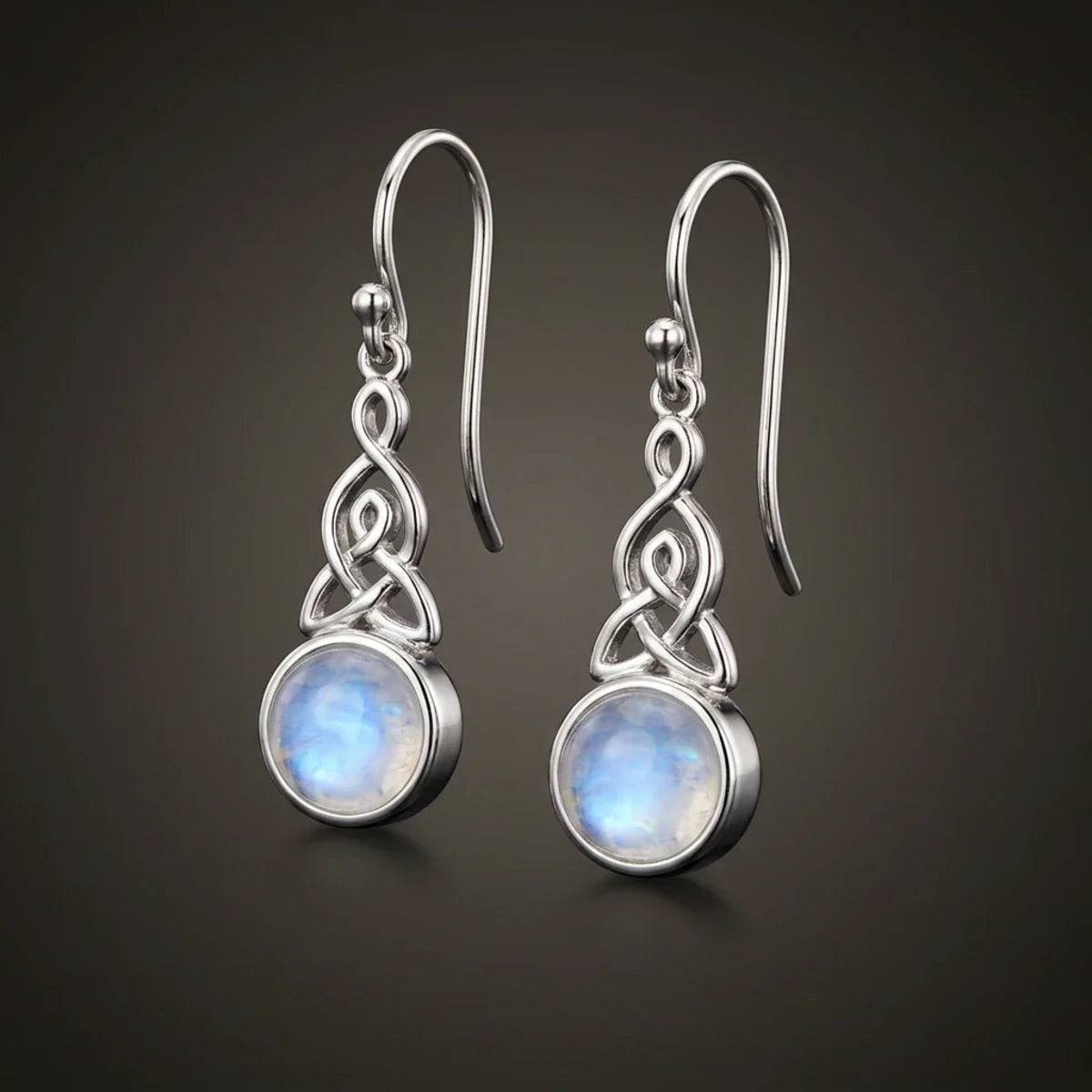 Celtic Mother™ Earrings — 18K White Gold | Moonstone