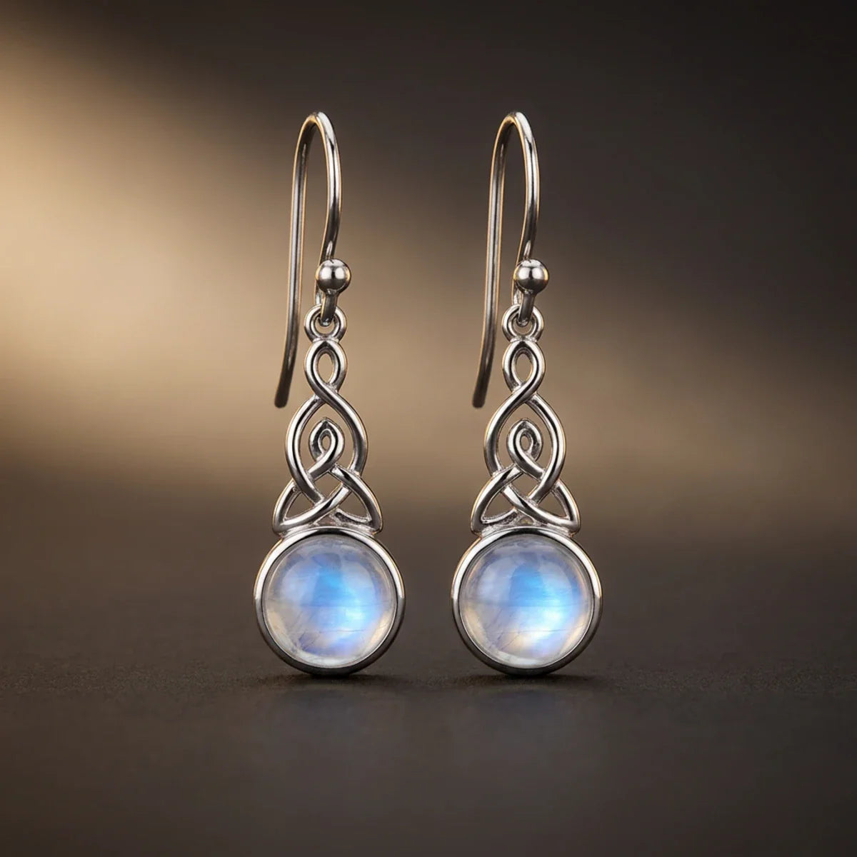 Celtic Mother™ Earrings — 18K White Gold | Moonstone