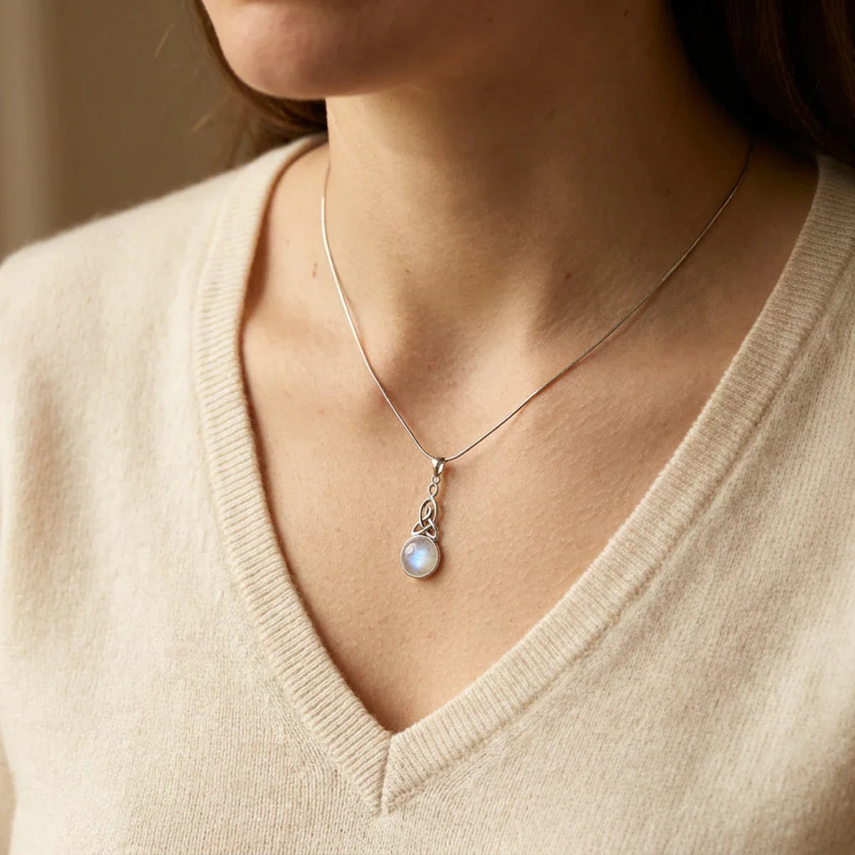 Celtic Mother™ Pendant — 18K White Gold | Moonstone