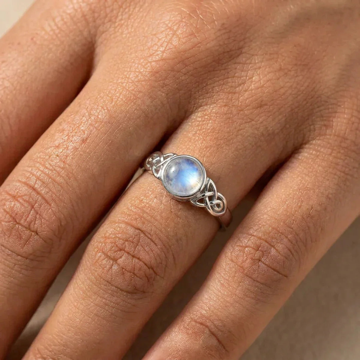 Celtic Mother™ Ring — 18K White Gold | Moonstone