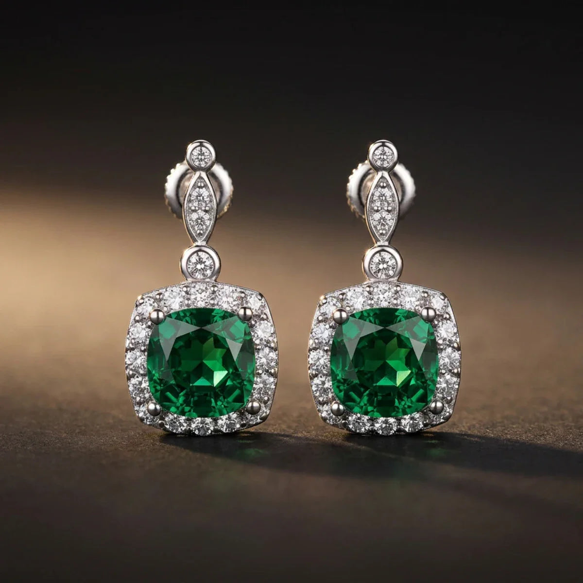 Enchanted Emerald™ Earrings — 18K White Gold | Diamond Accent