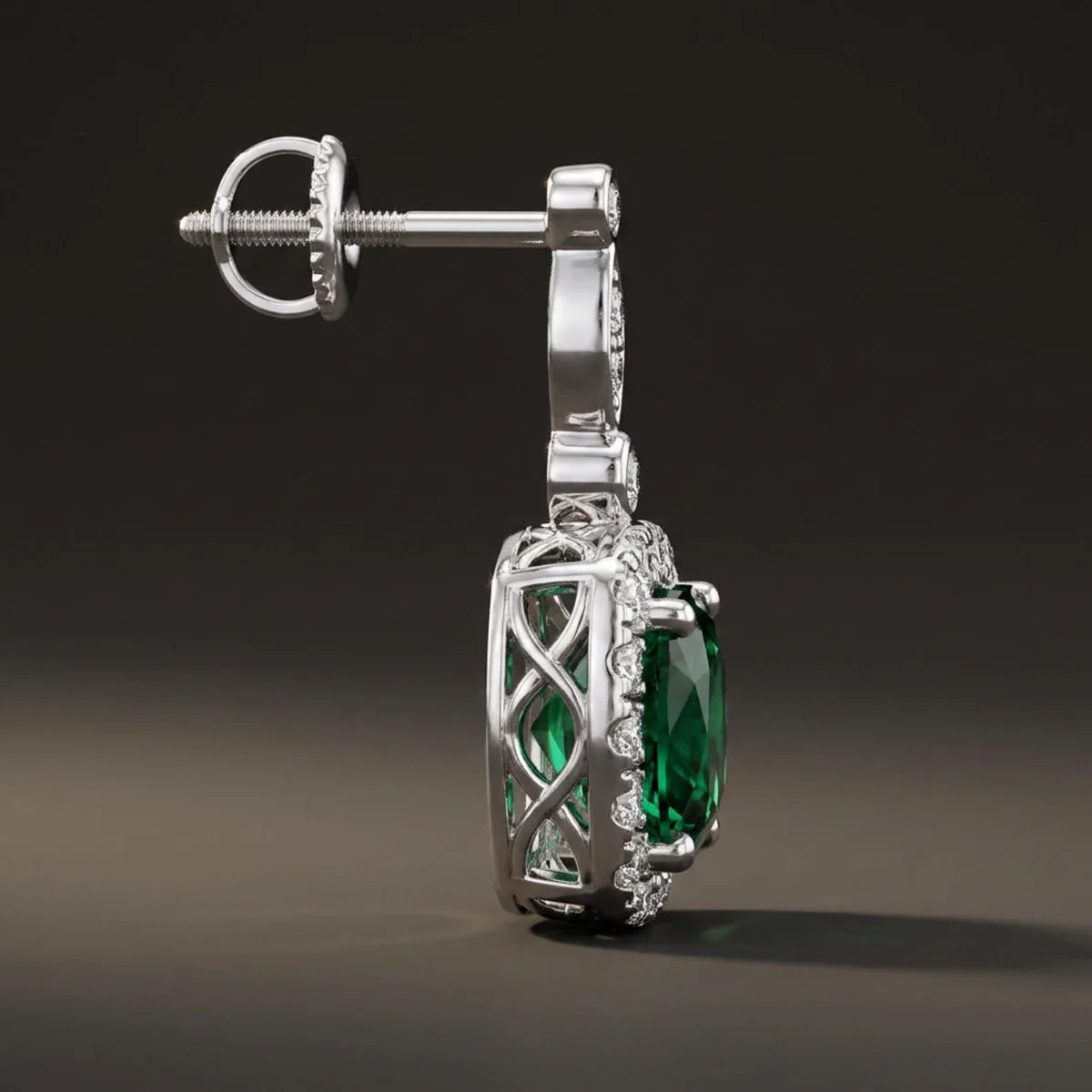 Enchanted Emerald™ Earrings — 18K White Gold | Diamond Accent