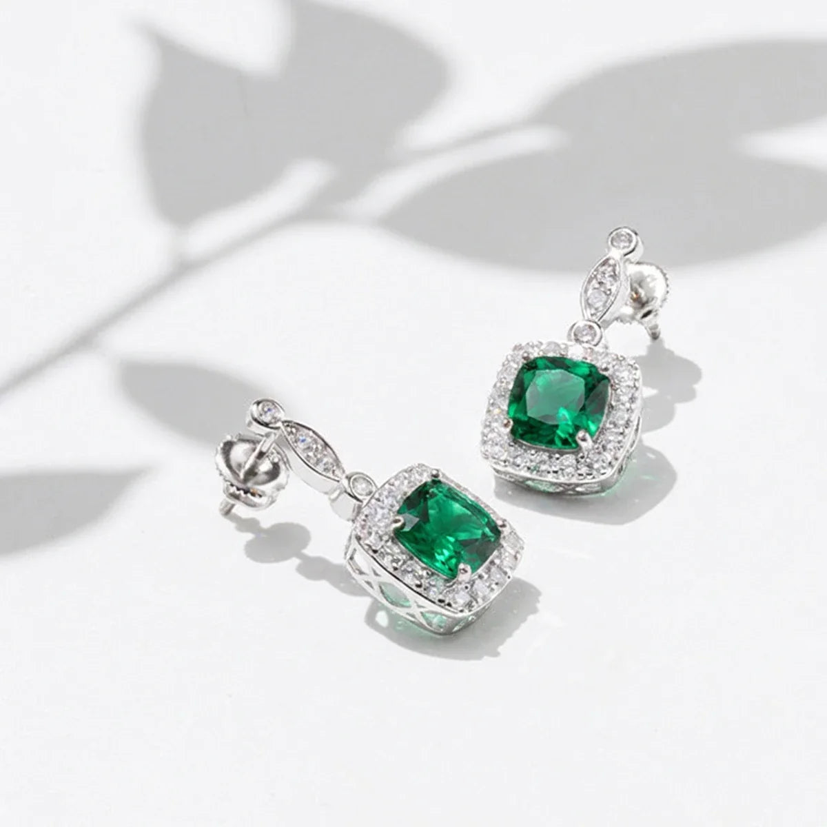 Enchanted Emerald™ Earrings — 18K White Gold | Diamond Accent