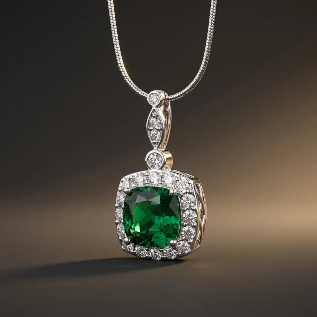 Enchanted Emerald™ Pendant — 18K White Gold | Diamond Accent