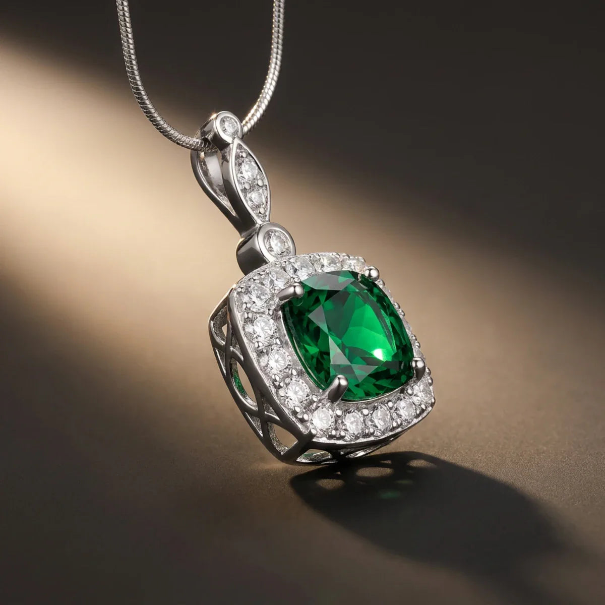 Enchanted Emerald™ Pendant — 18K White Gold | Diamond Accent