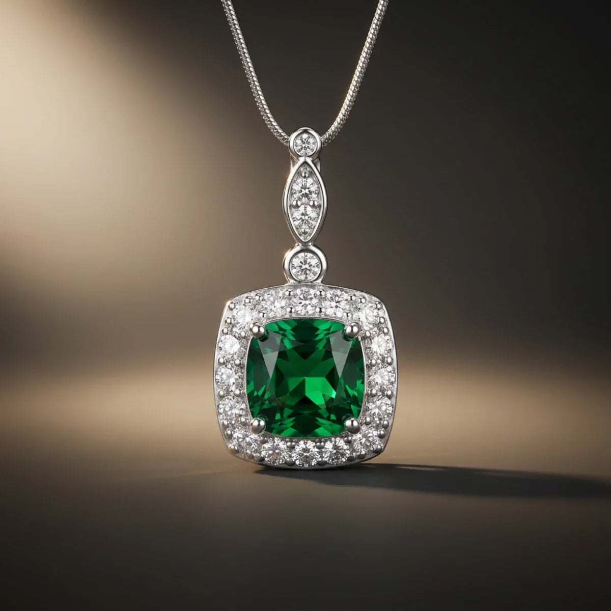 Enchanted Emerald™ Pendant — 18K White Gold | Diamond Accent