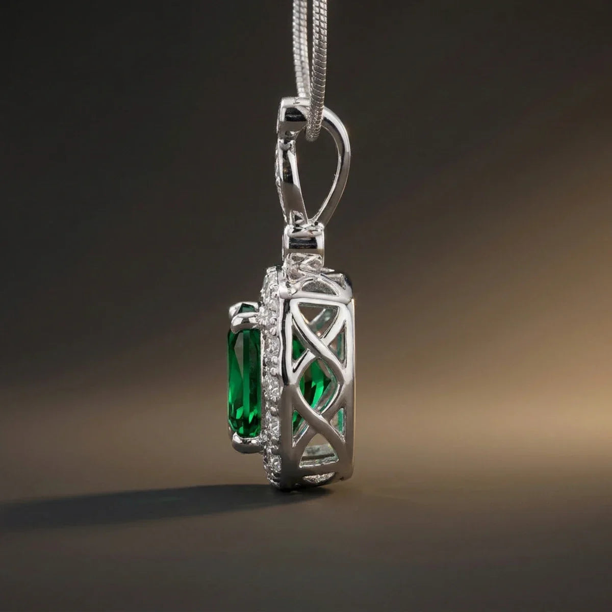 Enchanted Emerald™ Pendant — 18K White Gold | Diamond Accent
