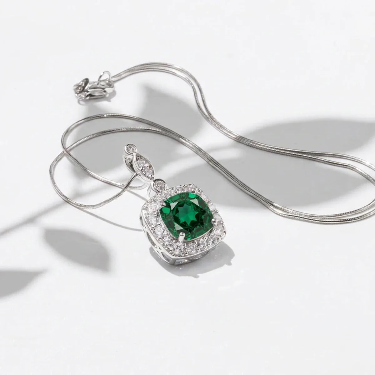 Enchanted Emerald™ Pendant — 18K White Gold | Diamond Accent