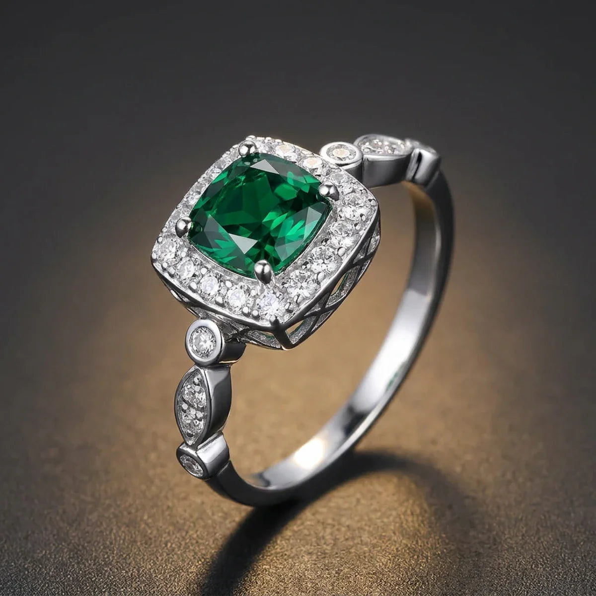 Enchanted Emerald™ Ring — 18K White Gold | Diamond Accent