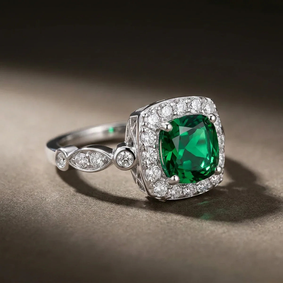 Enchanted Emerald™ Ring — 18K White Gold | Diamond Accent