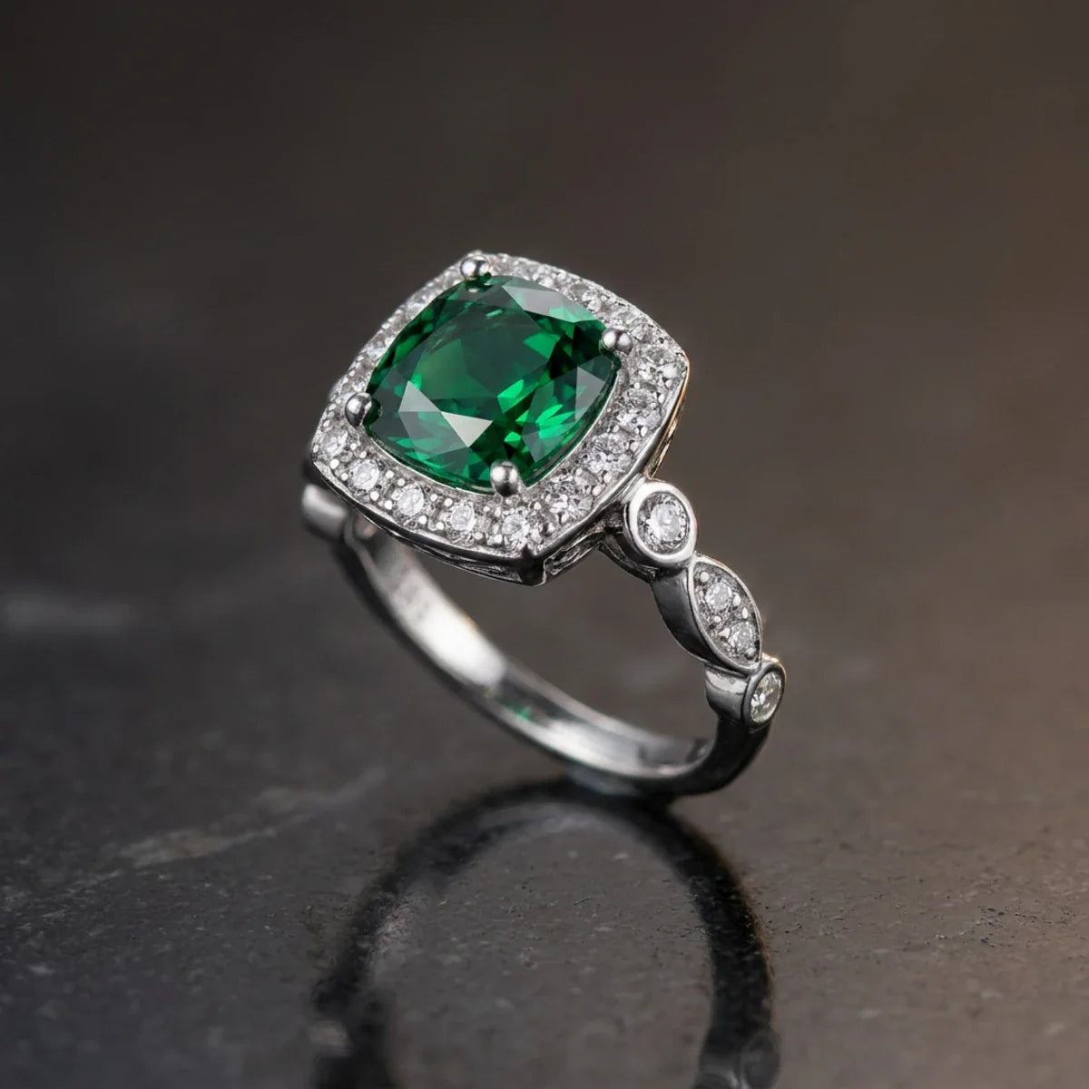 Enchanted Emerald™ Ring — 18K White Gold | Diamond Accent