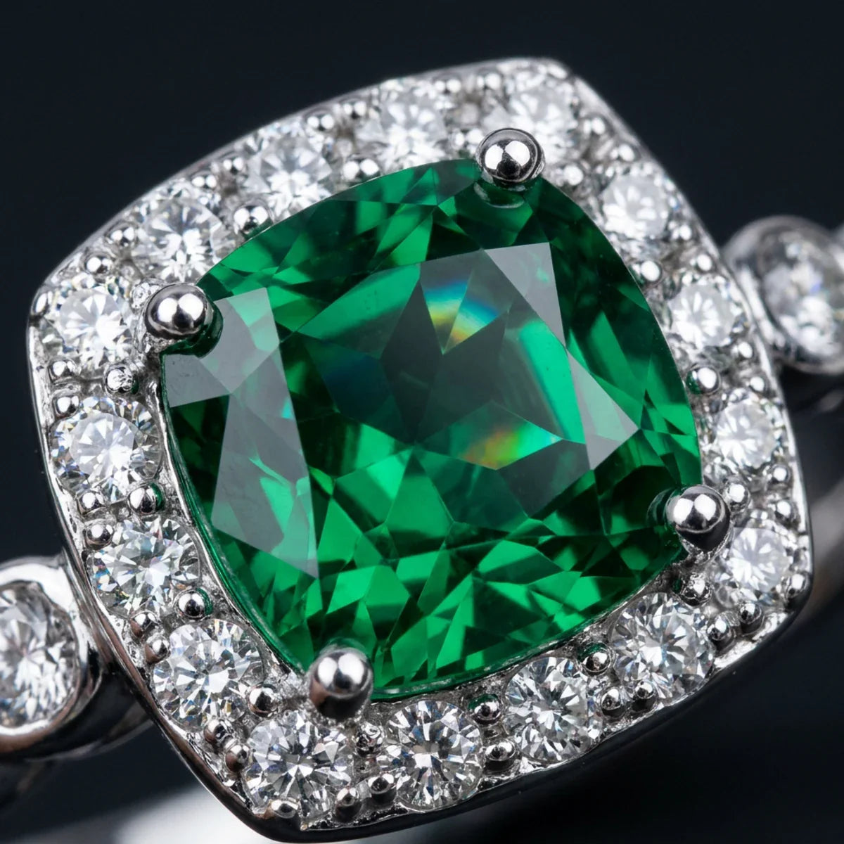 Enchanted Emerald™ Ring — 18K White Gold | Diamond Accent