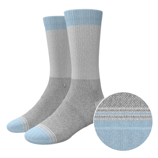 The Pacific Blue | Tri Color Block Heel Hammock™ Crew Socks