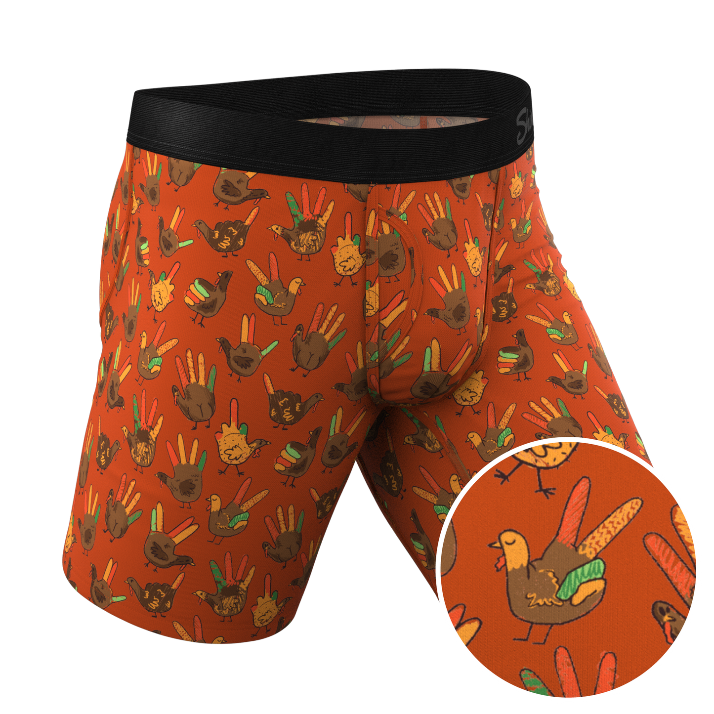 The Party Fowl | Thanksgiving Turkey Long Leg Ball Hammock® Pouch Boxers With Fly