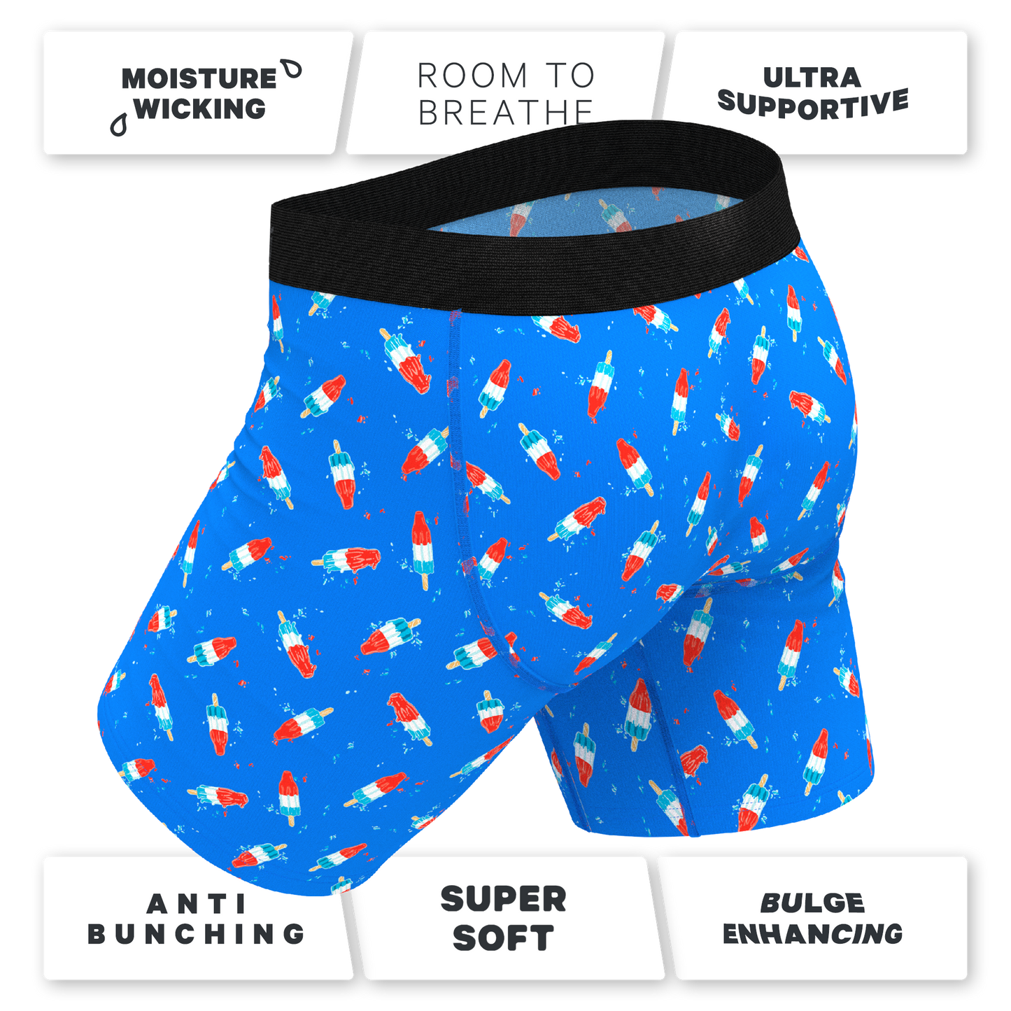 The Popsicle Stick Apex | USA Popsicle Long Leg Ball Hammock® Pouch Underwear With Fly