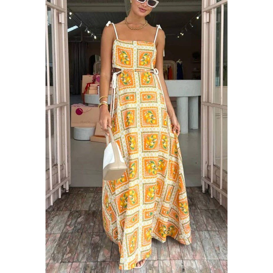 Resort Drawstring Lace-Up Casual Dress [Sizes SM-XL]