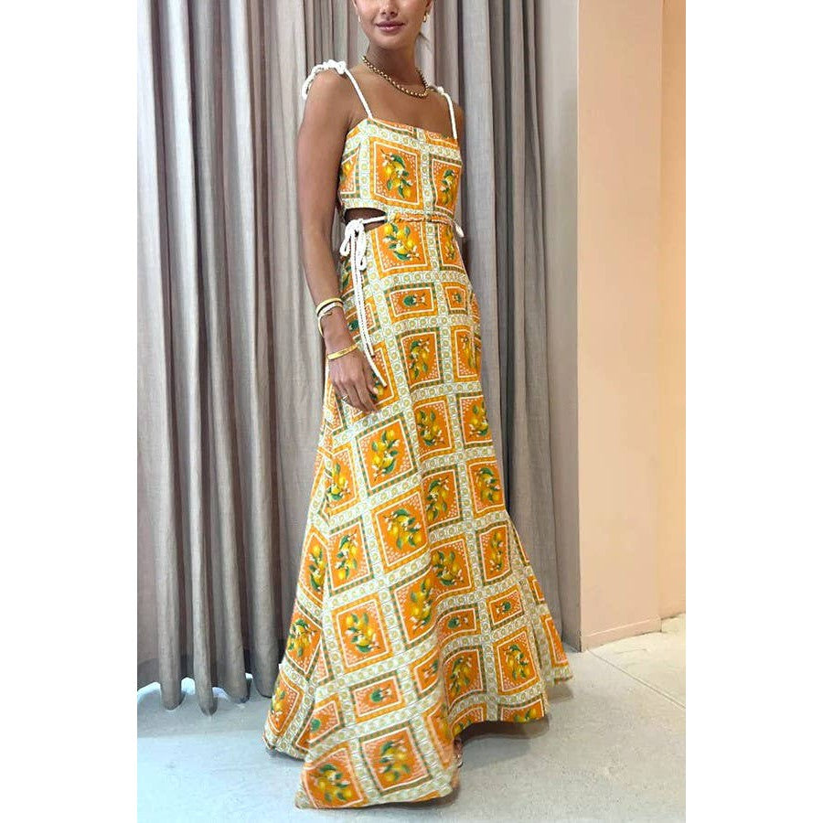 Resort Drawstring Lace-Up Casual Dress [Sizes SM-XL]