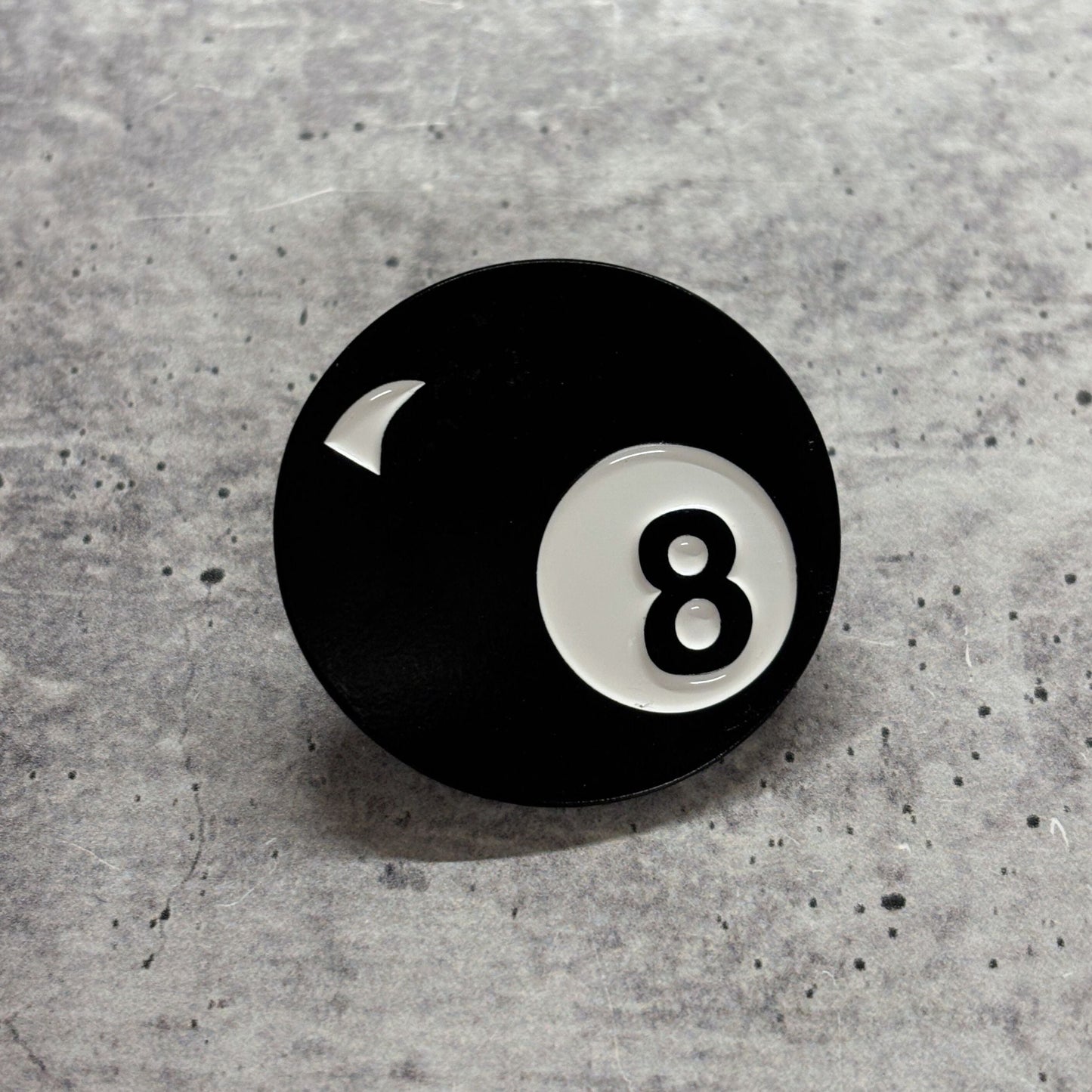 Retro 8 Ball Pin 1.4" Stylish Metal Alloy Brooch | Billiards Ball in Black and White