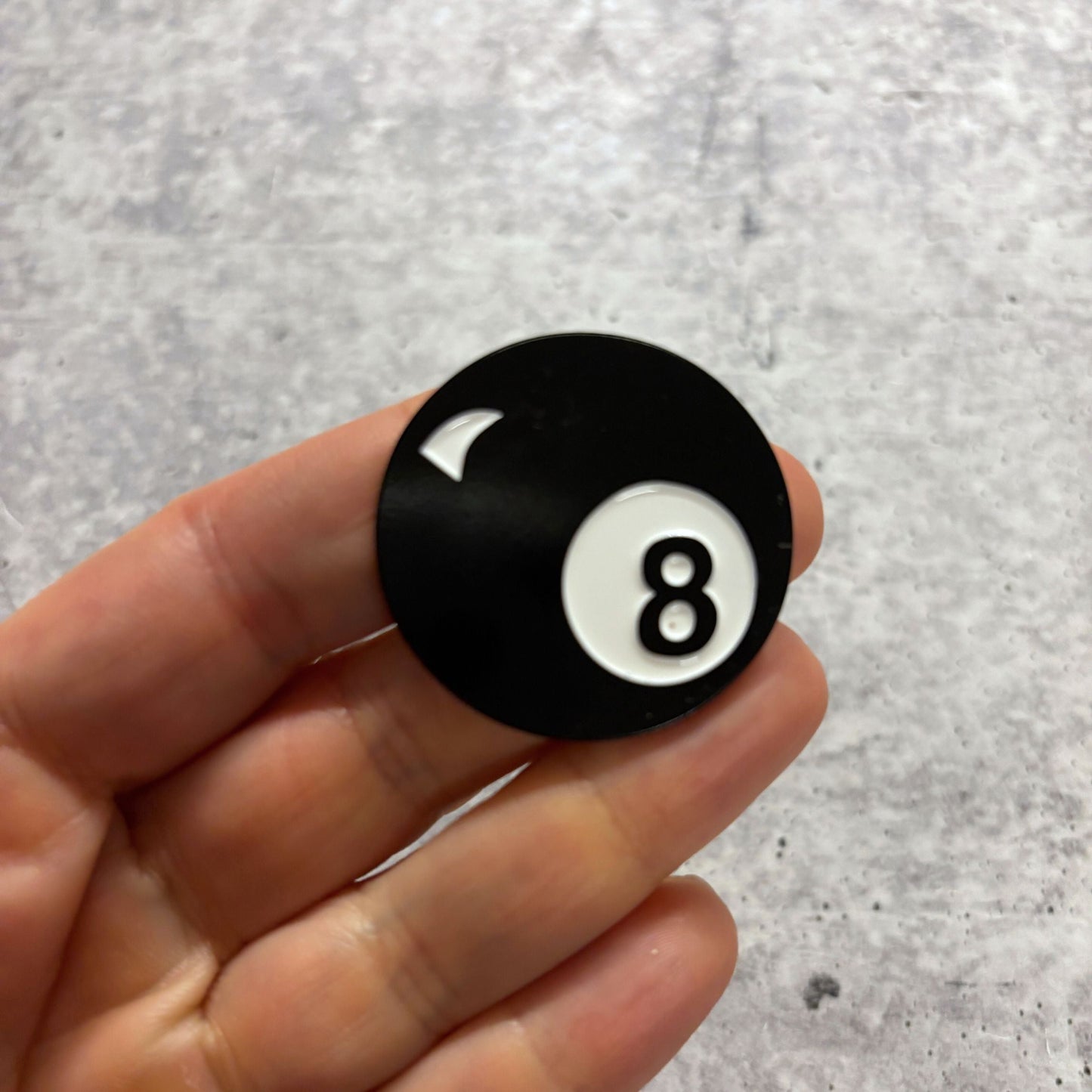 Retro 8 Ball Pin 1.4" Stylish Metal Alloy Brooch | Billiards Ball in Black and White
