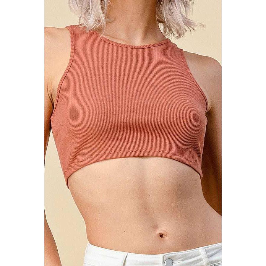 Ribbed Crop Tank Top | Knit Fitted Cropped Casual Style [Available in Sizes SM-L]