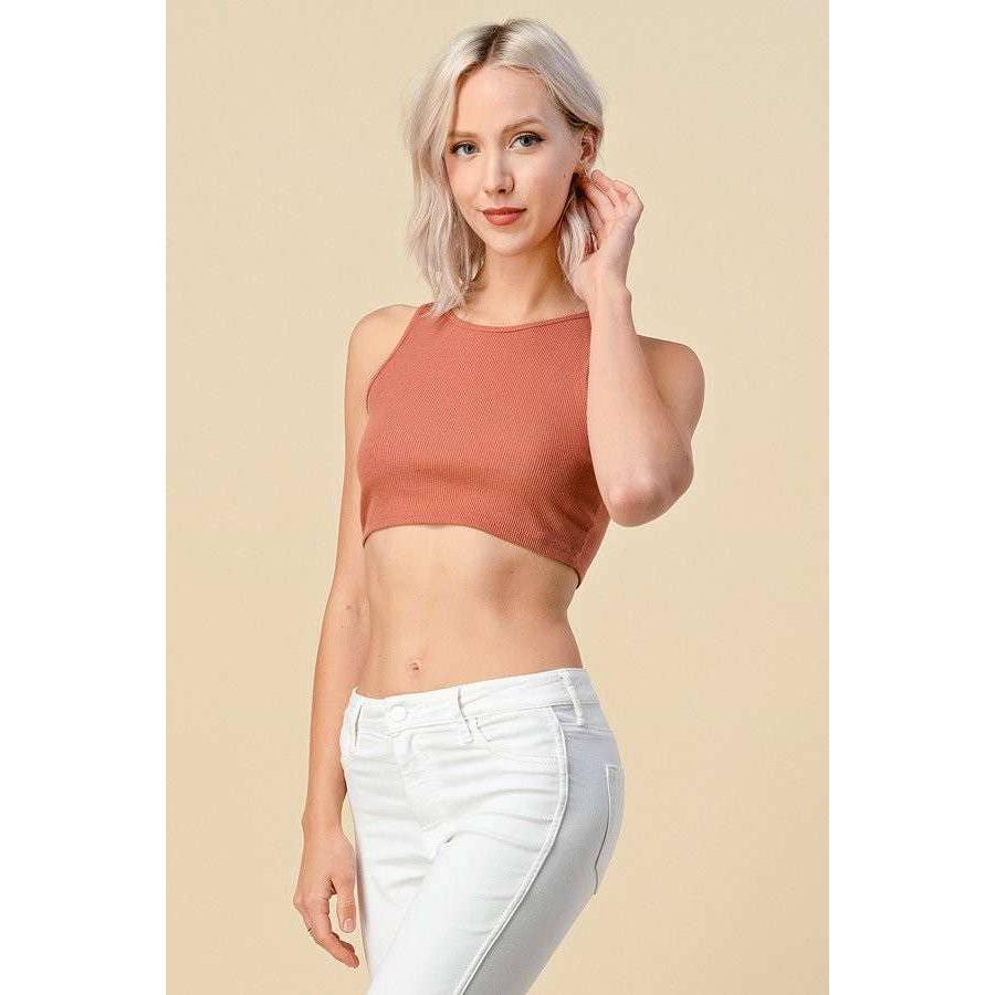 Ribbed Crop Tank Top | Knit Fitted Cropped Casual Style [Available in Sizes SM-L]