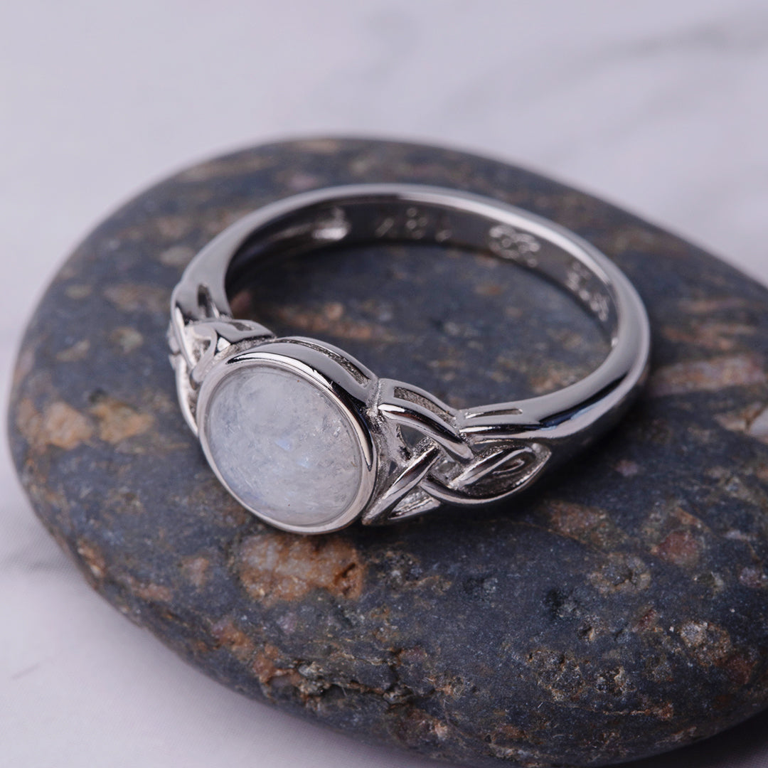 Celtic Mother™ 18K White Gold Moonstone Ring