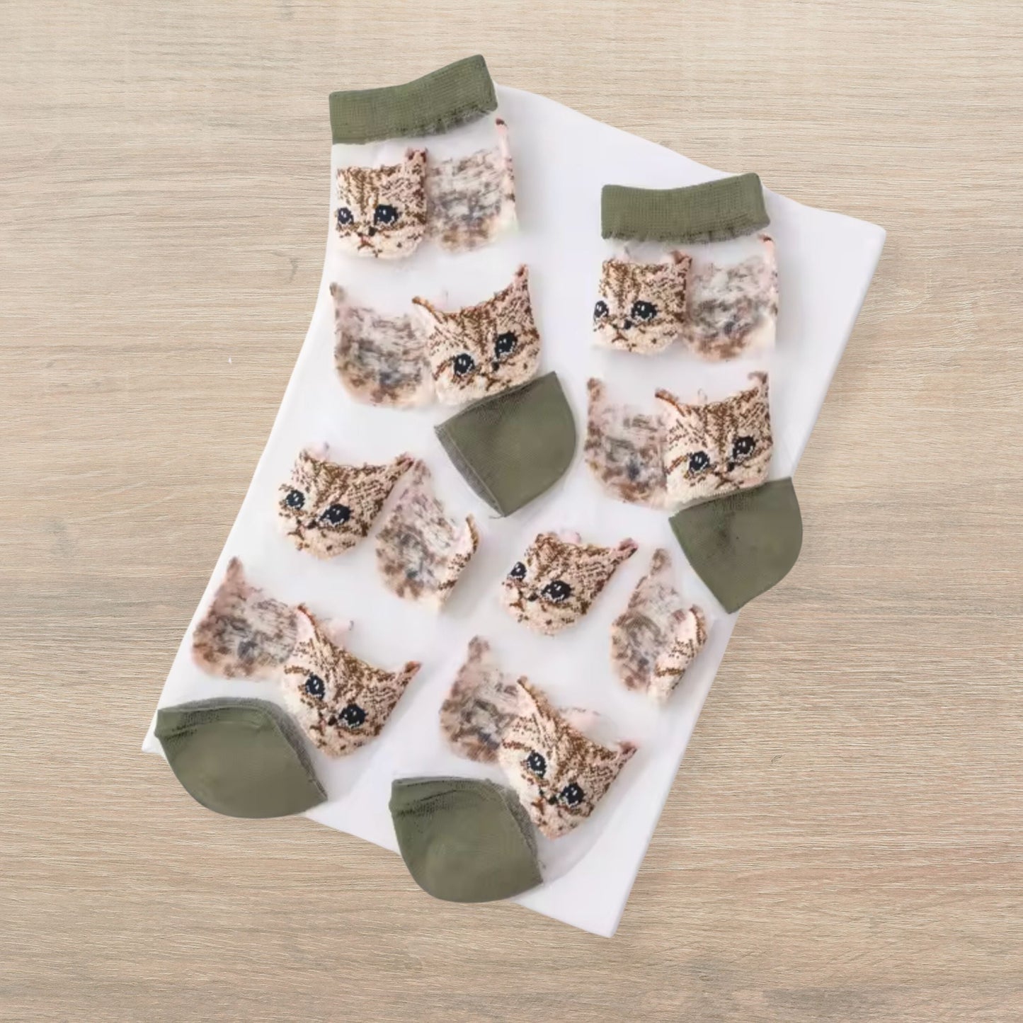 Sheer Cat Lover Socks Available in Yellow Green Red or Black [Fits Women's Size 5-9]