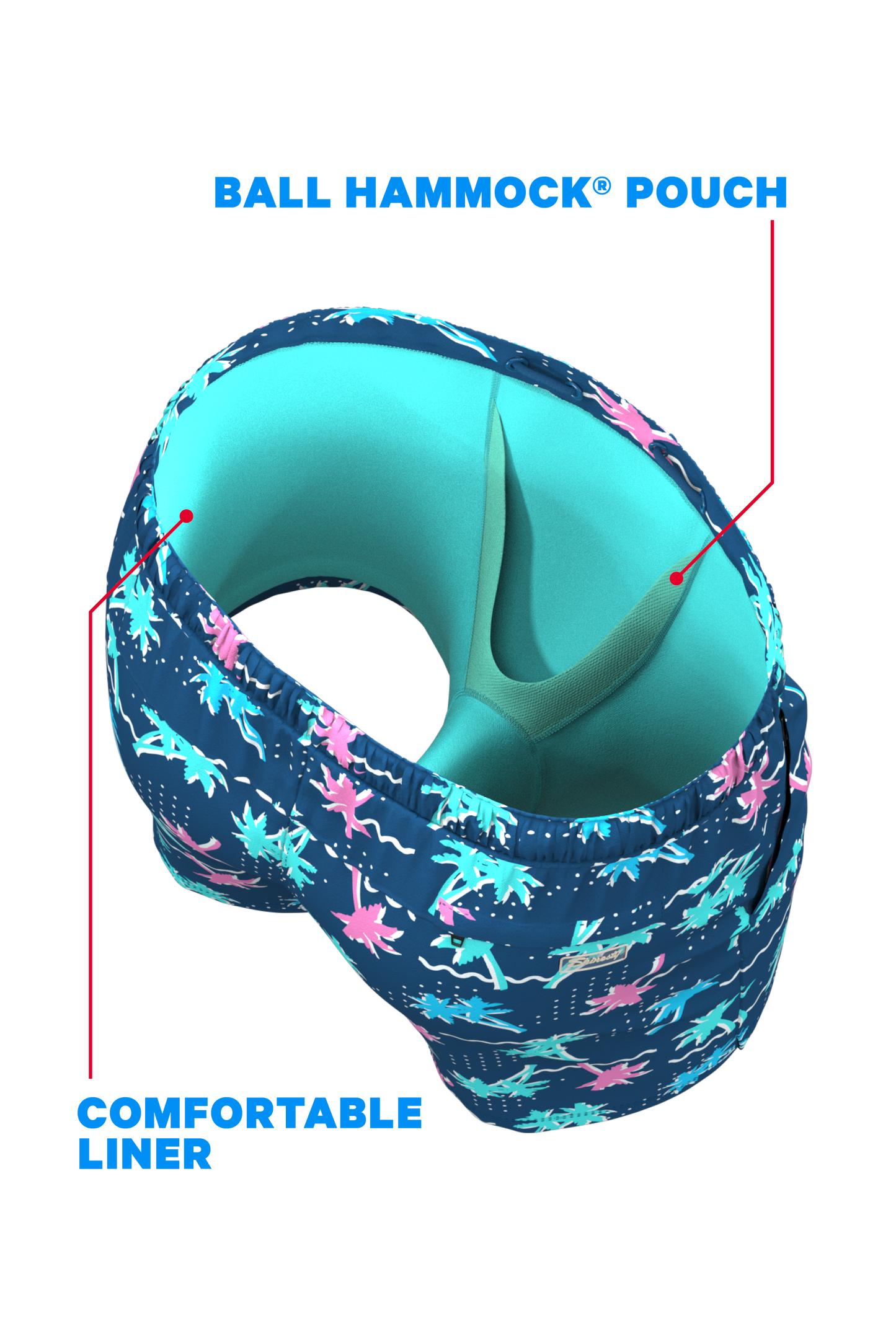 The Shorebreak | Navy Tropical Ball Hammock® Pouch 8" Swim Trunks