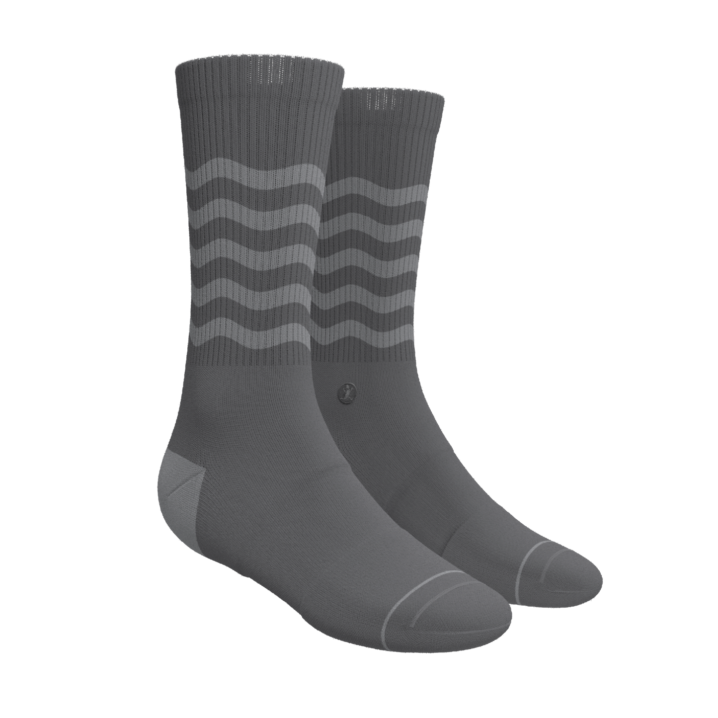The Sleek | Gray Waves Heel Hammock™ Crew Socks