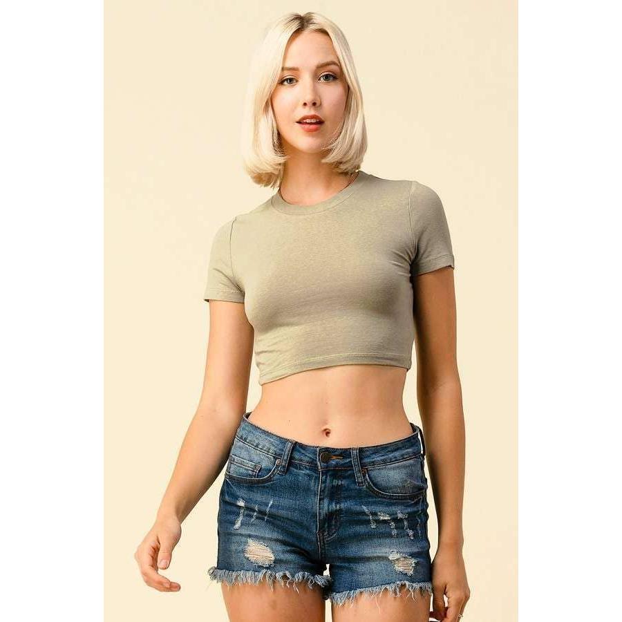 Super Crop Short Sleeve Tee | Solid Color Fitted Style Shirt [Available in Sizes SM-L]
