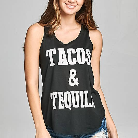 Tacos & Tequila Graphic Tank Top, Yoga Tank [Available in Sizes SM-XL]
