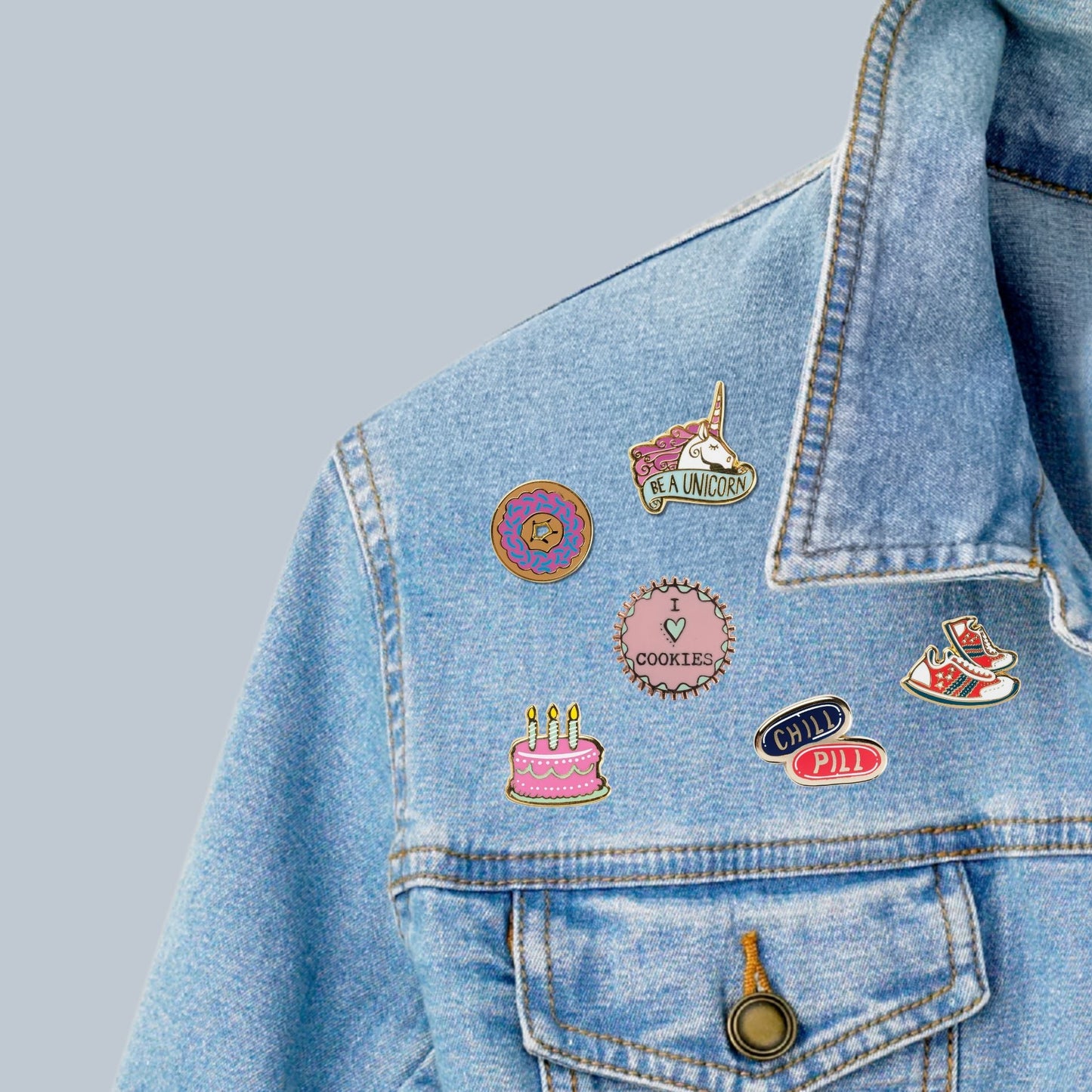 I Heart Cookies Enamel Pin in Pink and Green
