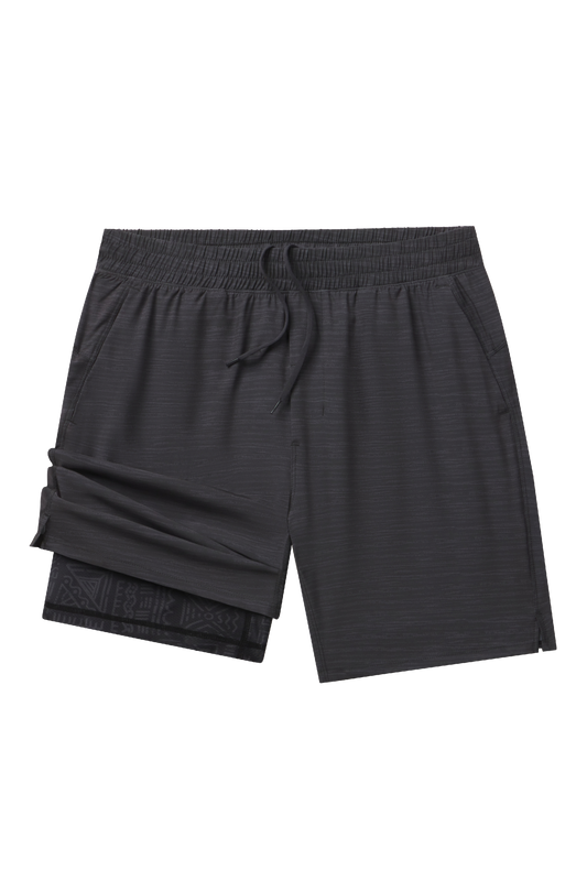 The Tribal Council | Grey Tonal Island Block Ball Hammock® 7 Inch Athletic Shorts