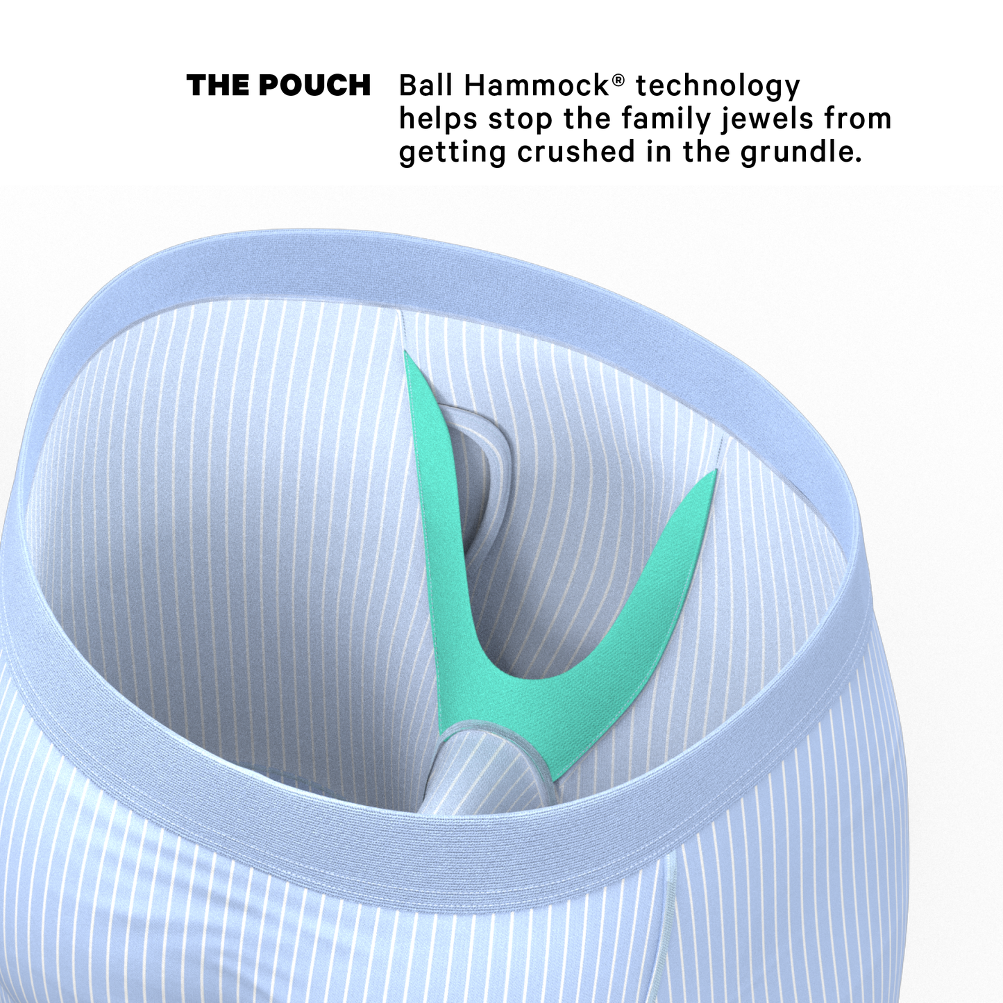 The Venus | Light Blue Stripe Long Leg Ball Hammock® Pouch Underwear With Fly