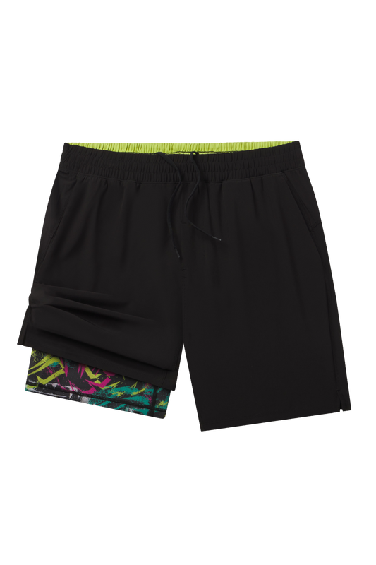 The Warm Up | Black and Neon Ball Hammock® 7 Inch Athletic Shorts