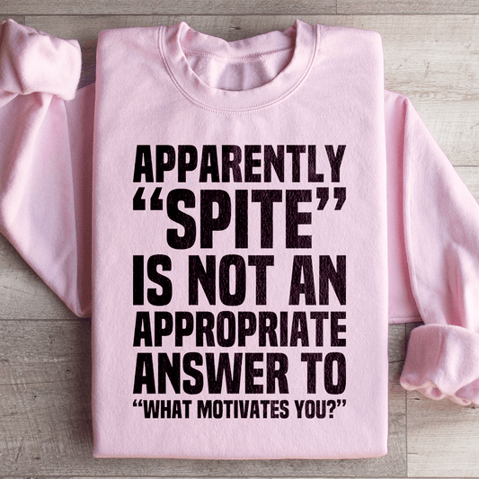 Apparently Spite Is Not An Appropriate Answer To What Motivates You Sweatshirt