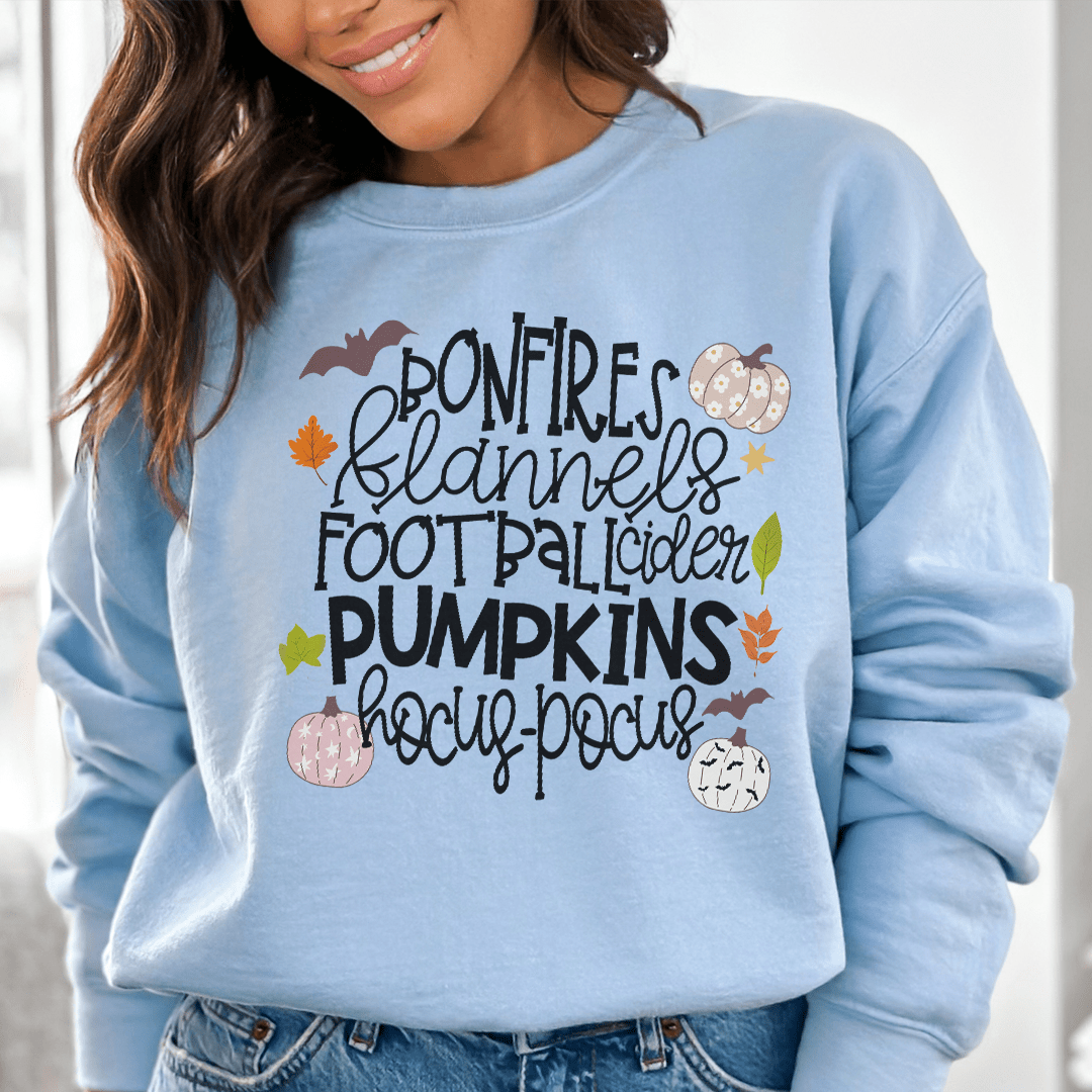 Bonfires Flannels Football Cider Pumpkins Hocus Pocus Sweatshirt